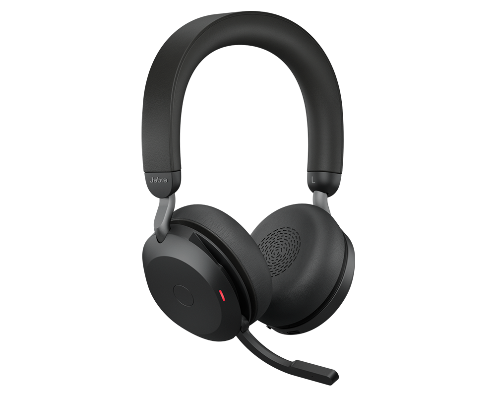 Evolve2 75, Headset in schwarz mit runden Ohrmuscheln und stabilem Kopfband.