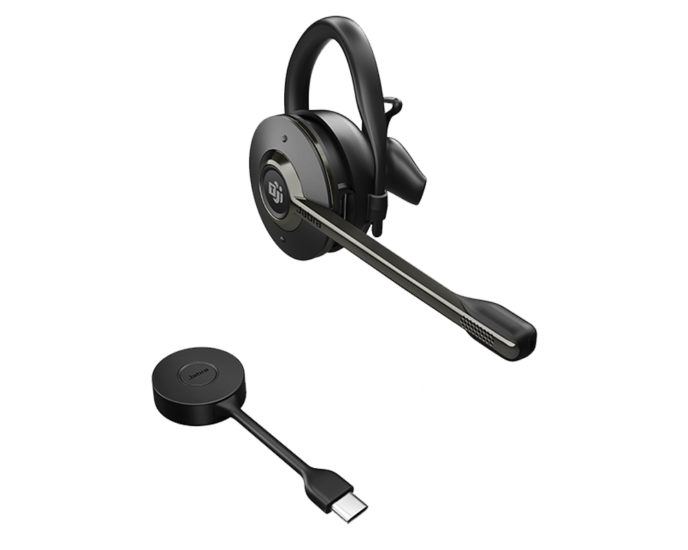 Engage 55 und Convertible, Mono-Headset in schwarz mit runder Ohrmuschel.