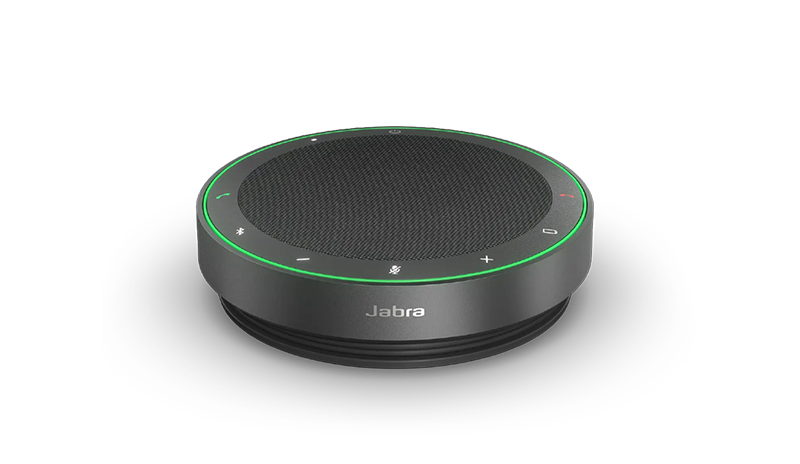 Speak2-Serie, Freisprechanlage in schwarz mit runder Form und Lichtstreifen am Rand.