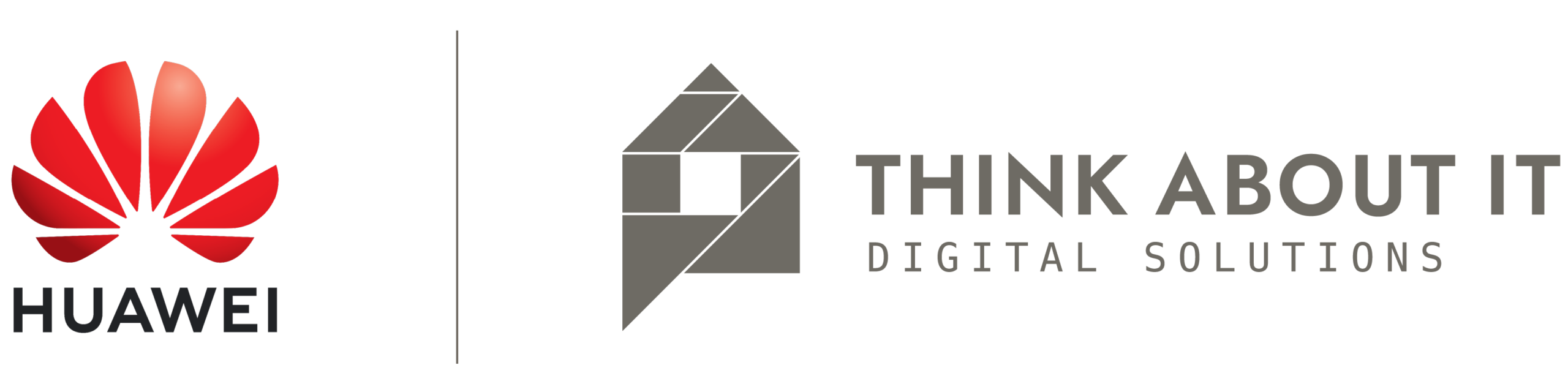 Logo von Huawei und der think about IT nebeneinander.