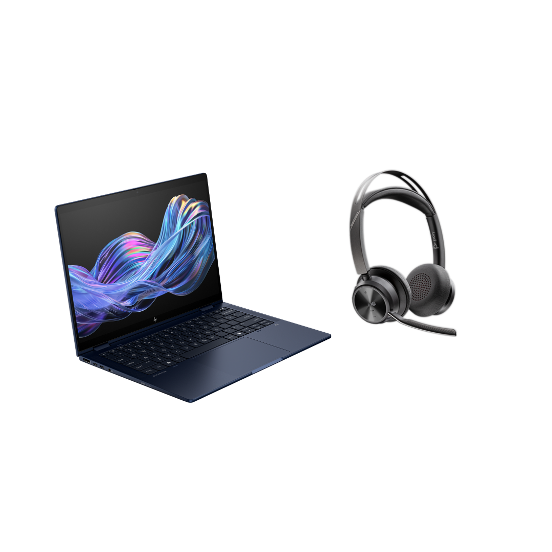 Ein Bundle bestehend aus einem Laptop und einem Headset
