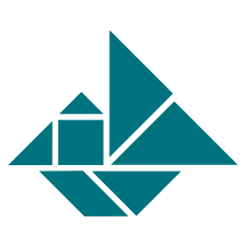 Ein Segelboot, geformt aus einem Tangram-Puzzle.