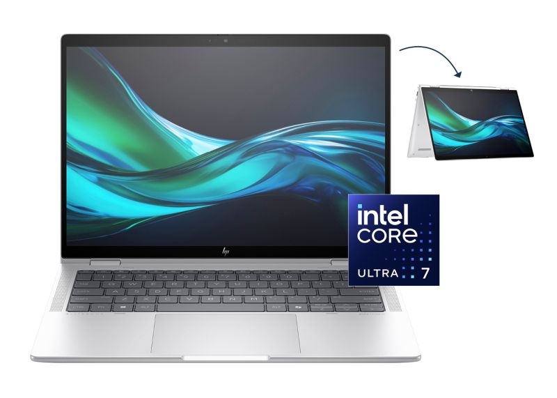 HP Elite Laptop, in Silber.