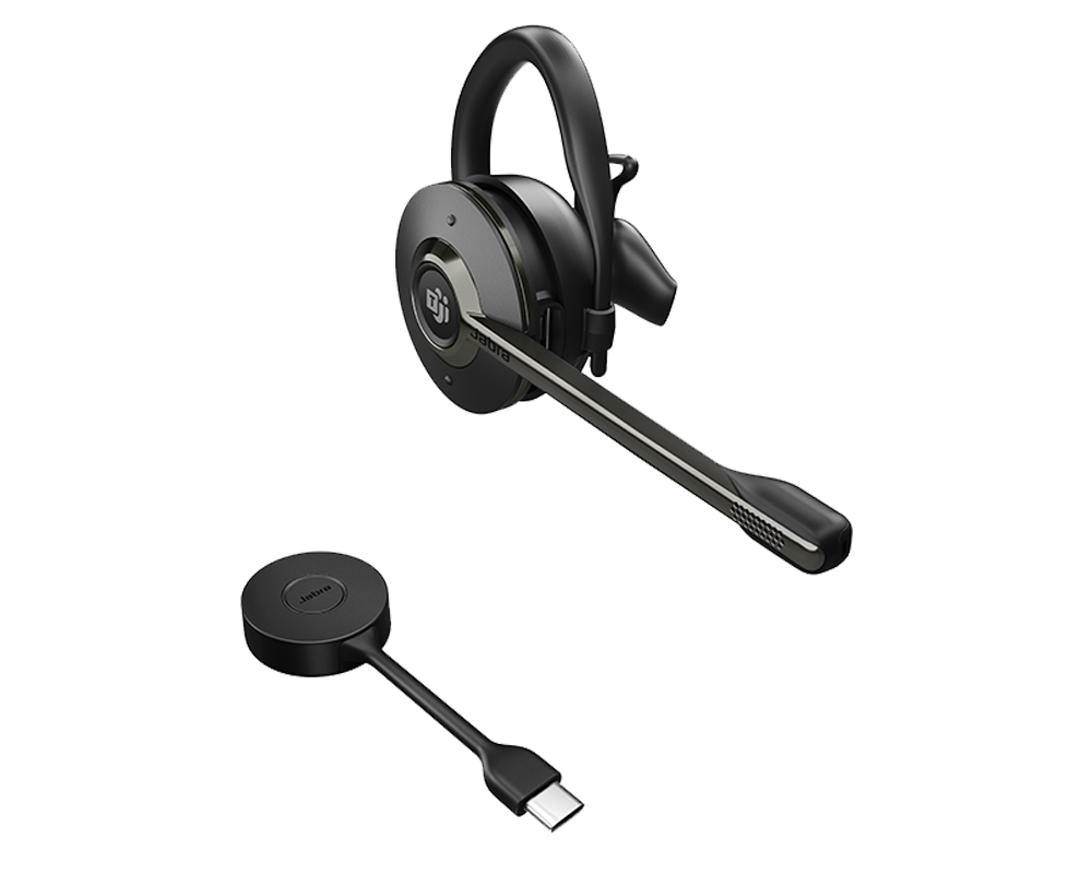 Engage 55 und Convertible, Mono-Headset in schwarz mit runder Ohrmuschel.