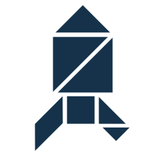 Ein Rakete, geformt aus einem Tangram-Puzzle.