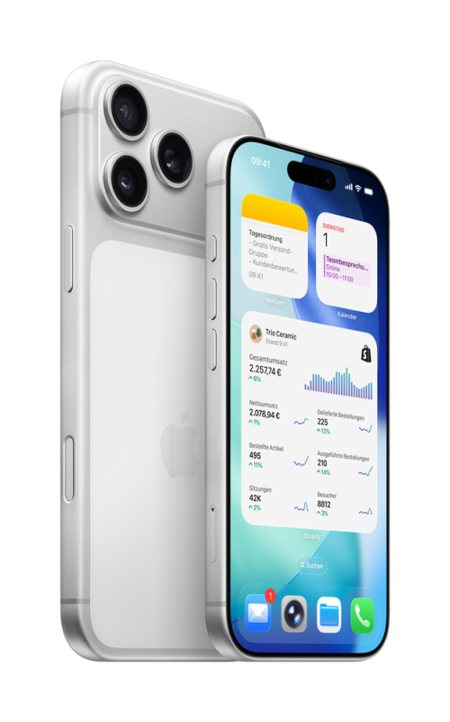 iPhone 17 Pro und iPhone 17 Pro Max in Silber.