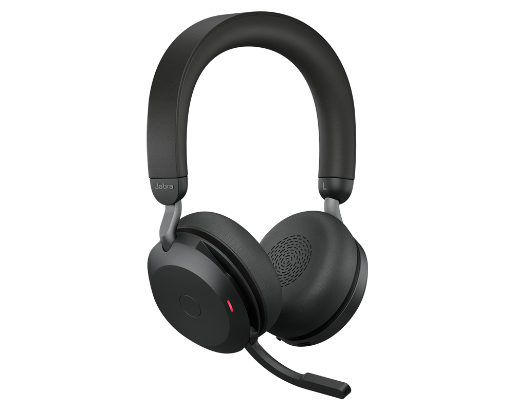 Evolve2 75, Headset in schwarz mit runden Ohrmuscheln und stabilem Kopfband.